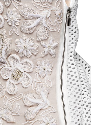Detail View - Click To Enlarge - MATICEVSKI - 'Matriach' embroidered floral bonded mesh cocktail dress