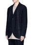 Front View - Click To Enlarge - ZIGGY CHEN - Stripe soft wool-cotton blend blazer