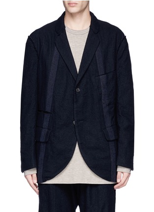 Main View - Click To Enlarge - ZIGGY CHEN - Stripe soft wool-cotton blend blazer