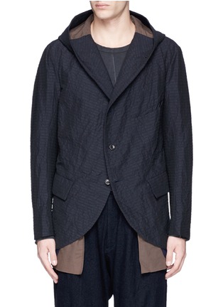 Main View - Click To Enlarge - ZIGGY CHEN - Stripe jacquard hooded soft blazer