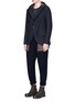 Figure View - Click To Enlarge - ZIGGY CHEN - Stripe jacquard hooded soft blazer