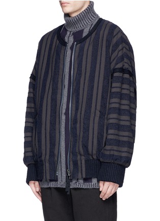 Front View - Click To Enlarge - ZIGGY CHEN - Stripe oversized blouson jacket