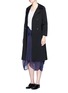 Figure View - Click To Enlarge - UMA WANG - Linen-silk drape skirt