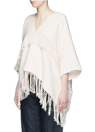 Front View - Click To Enlarge - APIECE APART - Fringe handwoven cotton poncho