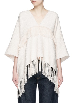 Main View - Click To Enlarge - APIECE APART - Fringe handwoven cotton poncho