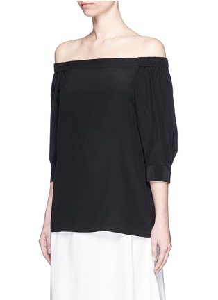 Front View - Click To Enlarge - THEORY - 'Joscla' silk off-shoulder top