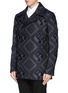 Front View - Click To Enlarge - PAUL SMITH - Check and music note jacquard peacoat
