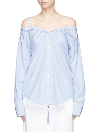 Main View - Click To Enlarge - THEORY - 'Tamalee' stripe poplin off-shoulder shirt