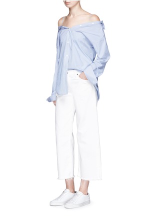 Figure View - Click To Enlarge - THEORY - 'Tamalee' stripe poplin off-shoulder shirt