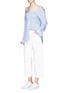 Figure View - Click To Enlarge - THEORY - 'Tamalee' stripe poplin off-shoulder shirt