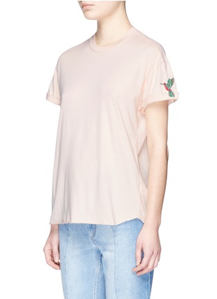 Front View - Click To Enlarge - SANDRINE ROSE - Hummingbird embroidered cotton T-shirt