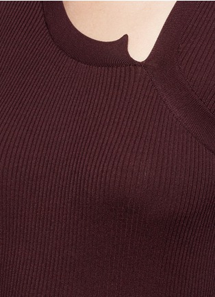 Detail View - Click To Enlarge - MS MIN - Asymmetric neck rib knit sweater