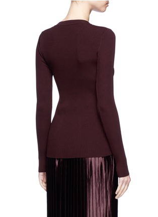 Back View - Click To Enlarge - MS MIN - Asymmetric neck rib knit sweater