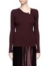 Main View - Click To Enlarge - MS MIN - Asymmetric neck rib knit sweater