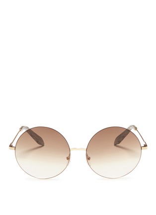 Main View - Click To Enlarge - VICTORIA BECKHAM - 'Feather Round' gradient lens metal sunglasses
