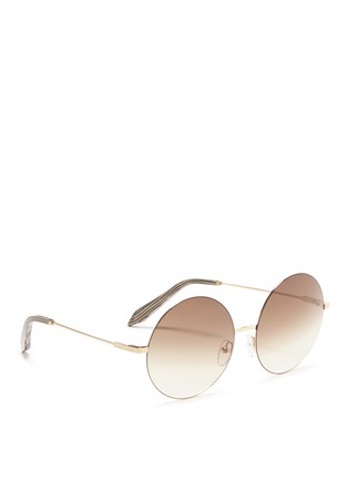 Figure View - Click To Enlarge - VICTORIA BECKHAM - 'Feather Round' gradient lens metal sunglasses