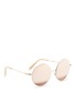 Figure View - Click To Enlarge - VICTORIA BECKHAM - 'Feather Round' 18k gold plated mirror sunglasses