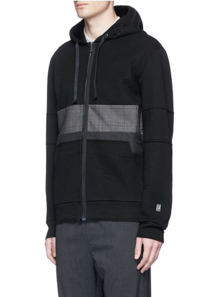 Front View - Click To Enlarge - LANVIN - Glen plaid panel zip hoodie