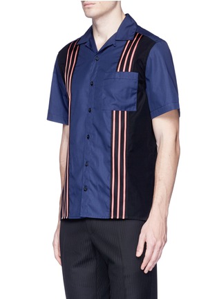 Front View - Click To Enlarge - LANVIN - Stripe ribbon trim bowling shirt