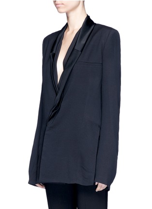 Front View - Click To Enlarge - HAIDER ACKERMANN - Sateen drape shawl lapel tuxedo blazer