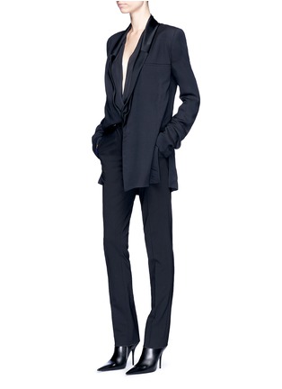 Figure View - Click To Enlarge - HAIDER ACKERMANN - Sateen drape shawl lapel tuxedo blazer