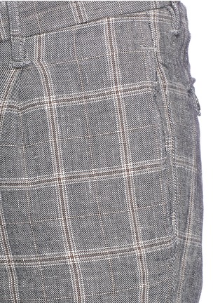 Detail View - Click To Enlarge - INCOTEX - Slim fit check plaid linen-cotton pants