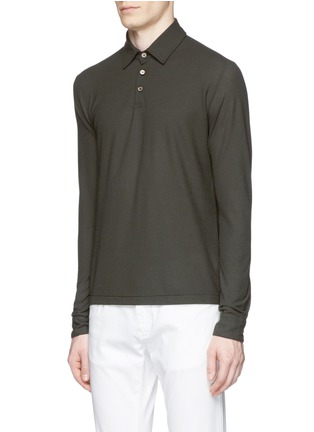 Front View - Click To Enlarge - INCOTEX - Ice cotton fine knit polo shirt