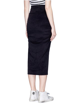 Back View - Click To Enlarge - JAMES PERSE - Ruched velvet midi skirt
