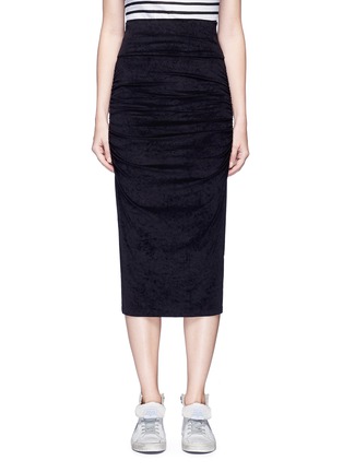 Main View - Click To Enlarge - JAMES PERSE - Ruched velvet midi skirt
