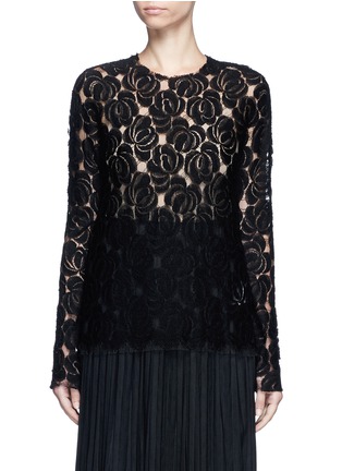 Main View - Click To Enlarge - MS MIN - Floral lace wool blend top
