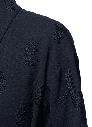 Detail View - Click To Enlarge - MS MIN - Floral embroidery faux leather belt cardigan