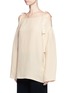 Front View - Click To Enlarge - MS MIN - Knotted strap off-shoulder twill top