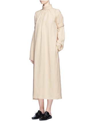Figure View - Click To Enlarge - MS MIN - Piped panel linen blend twill dress