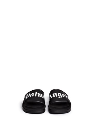 Front View - Click To Enlarge - PALM ANGELS - Logo embossed pool slide sandals
