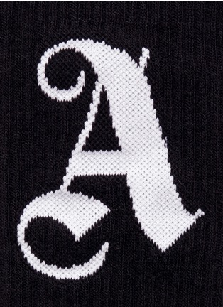 Detail View - Click To Enlarge - PALM ANGELS - Logo intarsia cotton blend socks