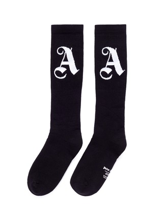 Main View - Click To Enlarge - PALM ANGELS - Logo intarsia cotton blend socks