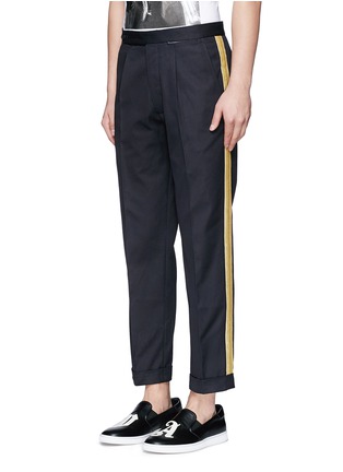 Front View - Click To Enlarge - PALM ANGELS - Lurex side stripe cropped pants