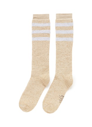 Main View - Click To Enlarge - PALM ANGELS - Metallic stripe cotton blend socks