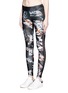 Front View - Click To Enlarge - WE ARE HANDSOME - 'Spice' leopard print mesh trim leggings