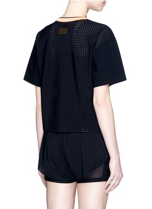 Back View - Click To Enlarge - MONREAL - Perforated cropped boxy T-shirt