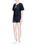 Figure View - Click To Enlarge - MONREAL - Perforated cropped boxy T-shirt