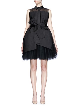 Main View - Click To Enlarge - DELPOZO - Sash bow layered tulle dress