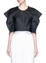 Main View - Click To Enlarge - DELPOZO - Foldover square sleeve silk gazar cropped top