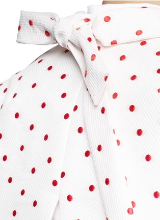 Detail View - Click To Enlarge - DELPOZO - Bow tie back polka dot jacquard cropped jacket
