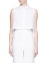 Detail View - Click To Enlarge - DELPOZO - Detachable metallic leaf hem sleeveless poplin shirt