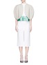 Figure View - Click To Enlarge - DELPOZO - Detachable metallic leaf hem sleeveless poplin shirt