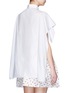 Back View - Click To Enlarge - DELPOZO - Cape high-low poplin shirt