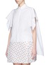 Front View - Click To Enlarge - DELPOZO - Cape high-low poplin shirt