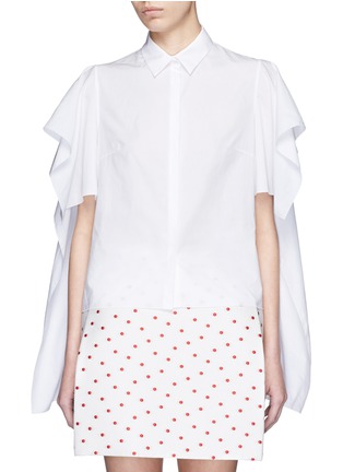 Main View - Click To Enlarge - DELPOZO - Cape high-low poplin shirt