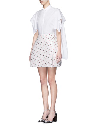 Figure View - Click To Enlarge - DELPOZO - Cape high-low poplin shirt